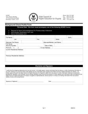 Background Check Profile Form