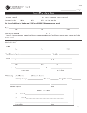 Student Data Change Form