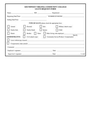 Southwest Virginia Community College Leave Request Form