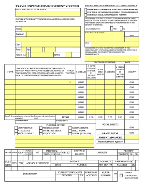 Virginia State Employee Travel Expense Reimbursement Form