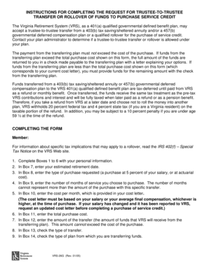 Virginia Retirement System Trustee-to-Trustee Transfer Form
