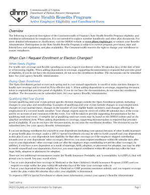 Virginia State Health Benefits Program Enrollment Form