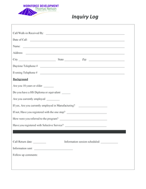 Inquiry Log Form