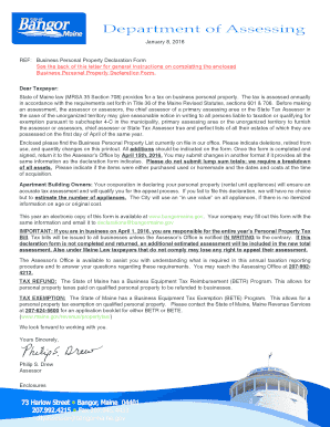 Maine Business Personal Property Declaration Form