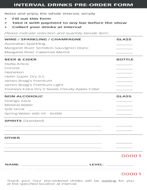 Interval Drinks Pre-Order Form