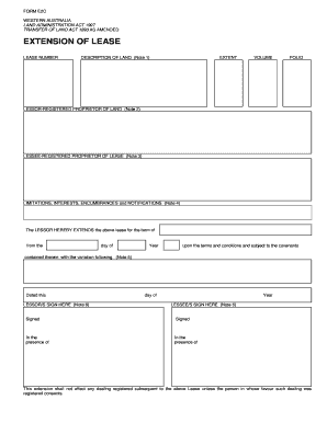 Western Australia Lease Extension Form