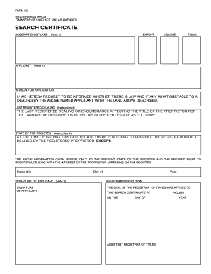 Western Australia Search Certificate