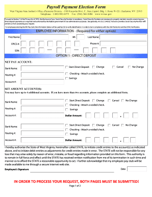 West Virginia Payroll Payment Election Form
