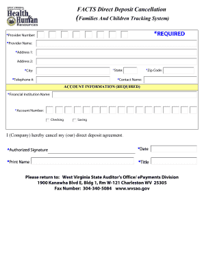 Direct Deposit Cancellation Form