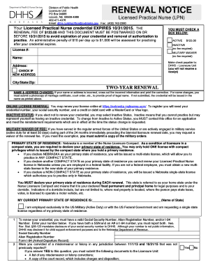 Nebraska LPN Renewal Notice