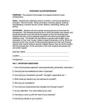 Entrepreneur Interview Form