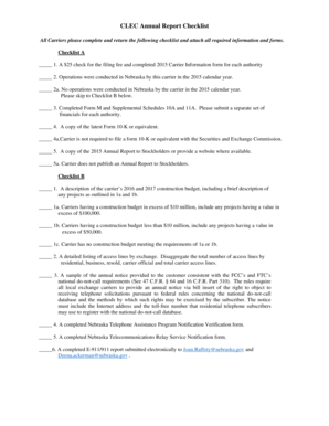 CLEC Annual Report Checklist - Nebraska - psc nebraska