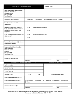 Document Subpoena Request