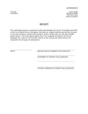 Textbook Receipt and Condition Agreement