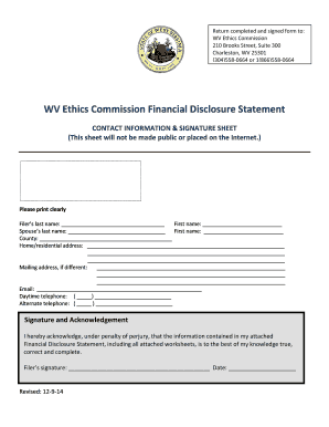 West Virginia Ethics Commission Financial Disclosure Statement