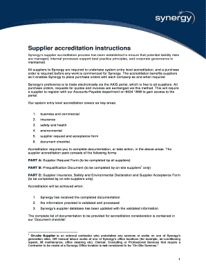 Synergy Supplier Accreditation Form