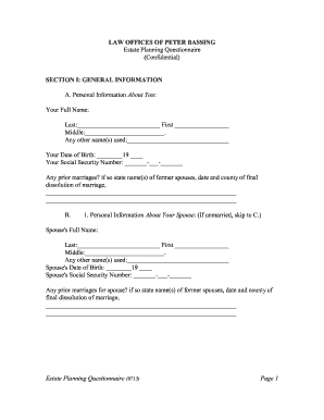 Estate Planning Questionnaire