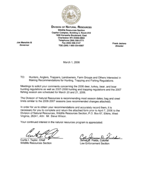 West Virginia Hunting and Fishing Regulations Feedback Form