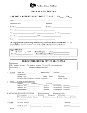 Student Health Form