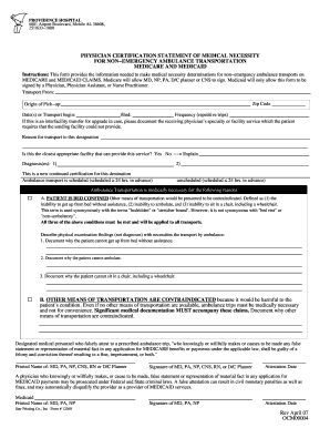 Physician Certification Statement of Medical Necessity