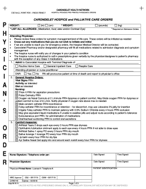 Carondelet Hospice and Palliative Care Orders