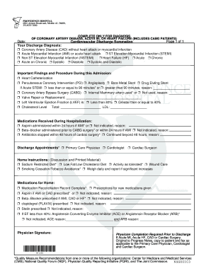 Cardiovascular Discharge Summation Form