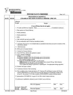 Cesarean Section Pathway Orders