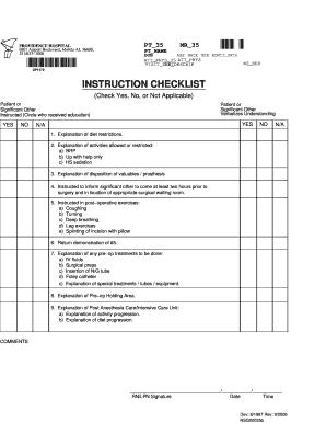 Patient Education Checklist
