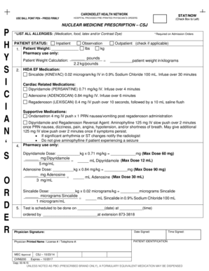 Nuclear Medicine Prescription Form