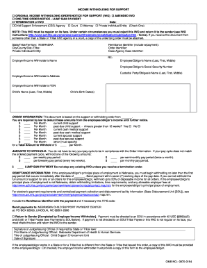 Income Withholding Order for Support