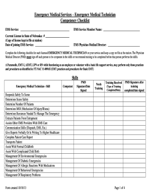 Emergency Medical Technician Competency Checklist