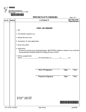 Physician's Post-Op Orders