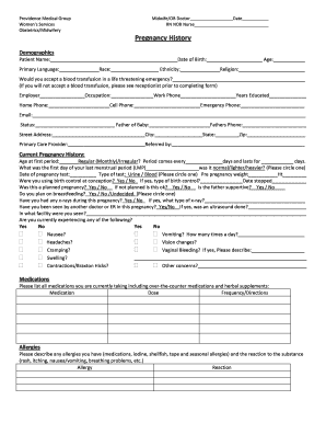 Pregnancy Intake Form