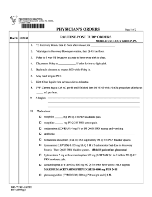 Physician's Orders for Post-TURP Recovery
