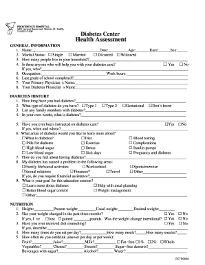 Diabetes Health Assessment Form