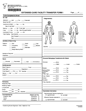 Extended Care Facility Transfer Form