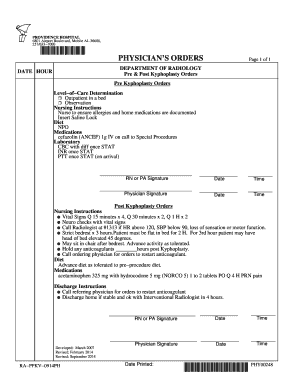 Physician's Orders for Kyphoplasty
