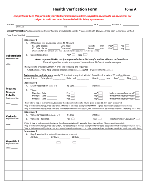Health Verification Form