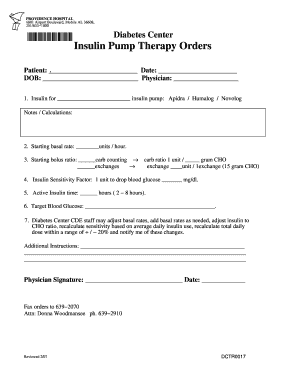 Insulin Pump Therapy Orders