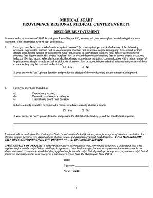 Medical Staff Disclosure Statement