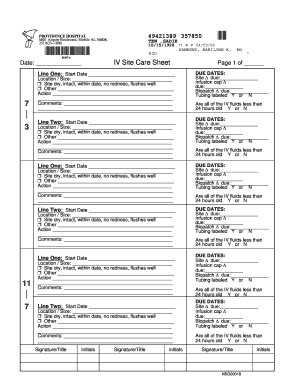 IV Site Care Sheet