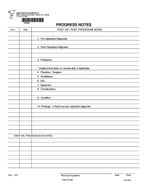 Providence Hospital Post-Operative Notes