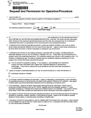 Medical Consent Form for Operation Procedure