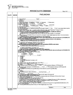 Physician's Orders for Pneumonia Treatment