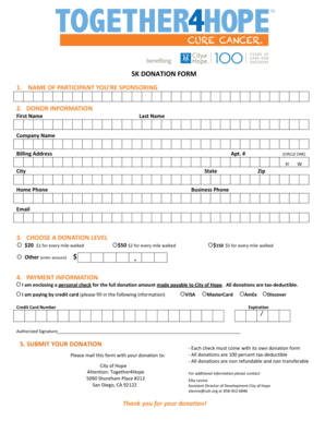 5K Donation Form
