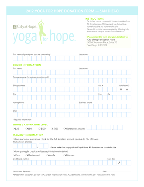 Yoga for Hope Donation Form