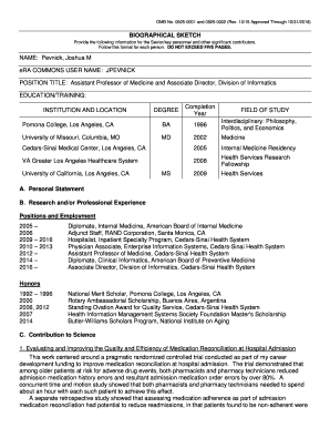 Biographical Sketch Form