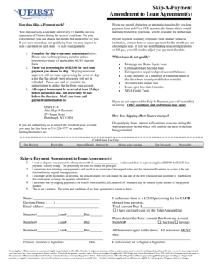 Skip-A-Payment Amendment to Loan Agreement
