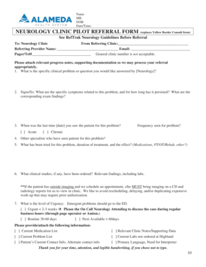 Neurology Clinic Pilot Referral Form