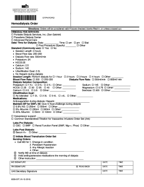 Hemodialysis Order Form